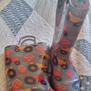 Western Chief Clear Jelly Rain Boots with Red and Yellow Accent